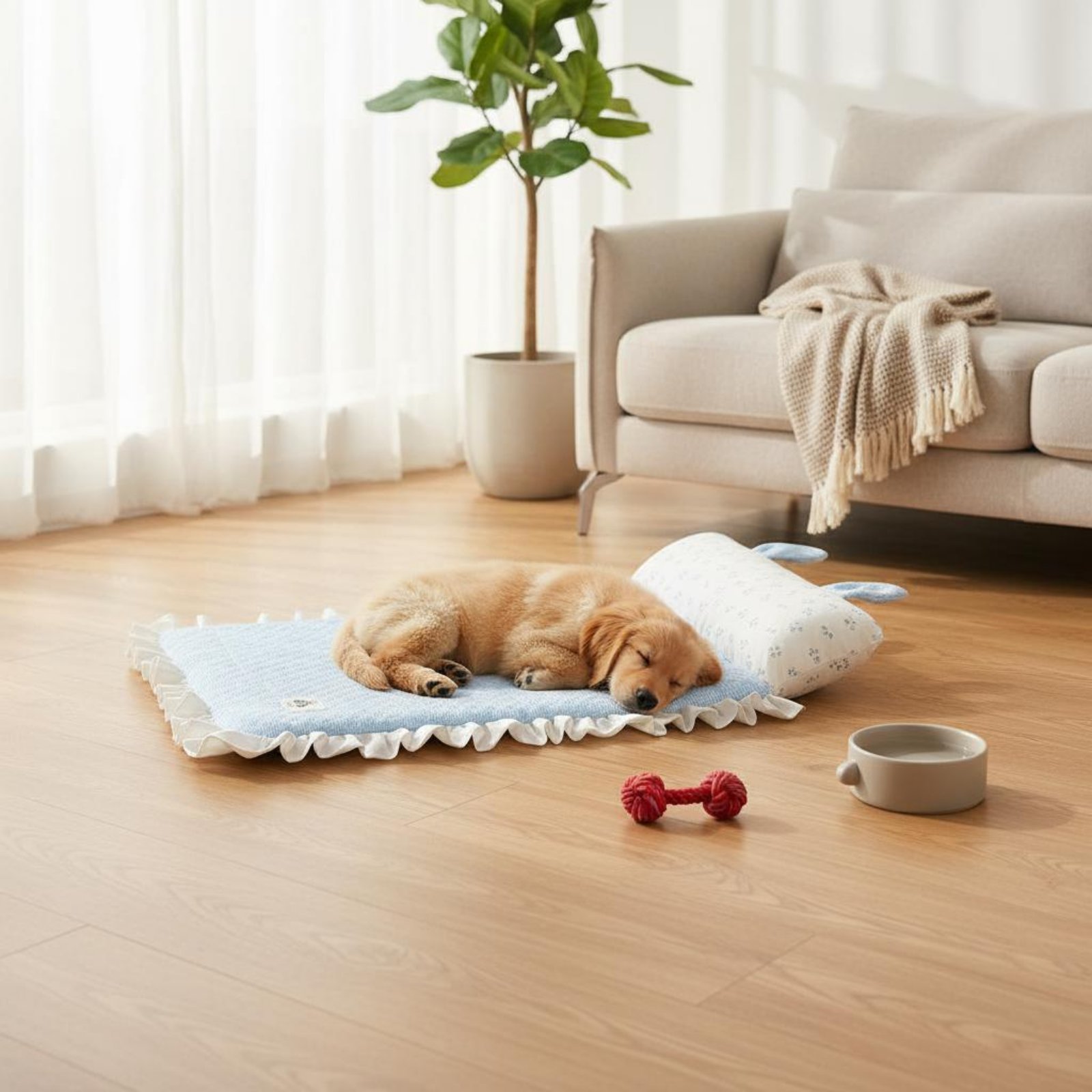 Dog Cooling Mat - 犬用冷却マット 可愛い耳型枕 猫用冷却マット 夏用ペットクッション 柔らかく通気性抜群 小型犬用