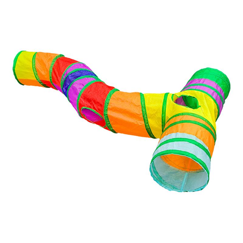 Cat Tunnel Toy - 猫用のポータブルT字型チューブとトンネル,インタラクティブなペットのおもちゃ,屋内の動物のおもちゃ