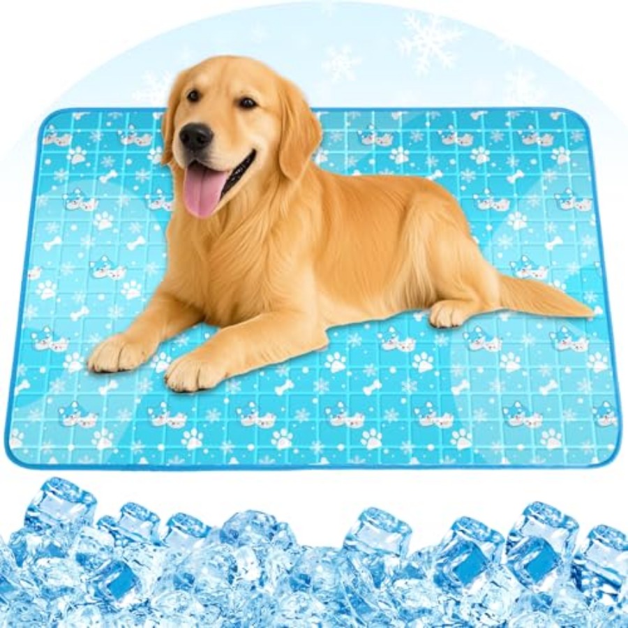 Dog Cooling Mat - 犬用冷却マット、無毒固形ジェル入りペット冷却マット、犬用自己冷却パッド、防水、耐久性のある室内用冷却ベッド