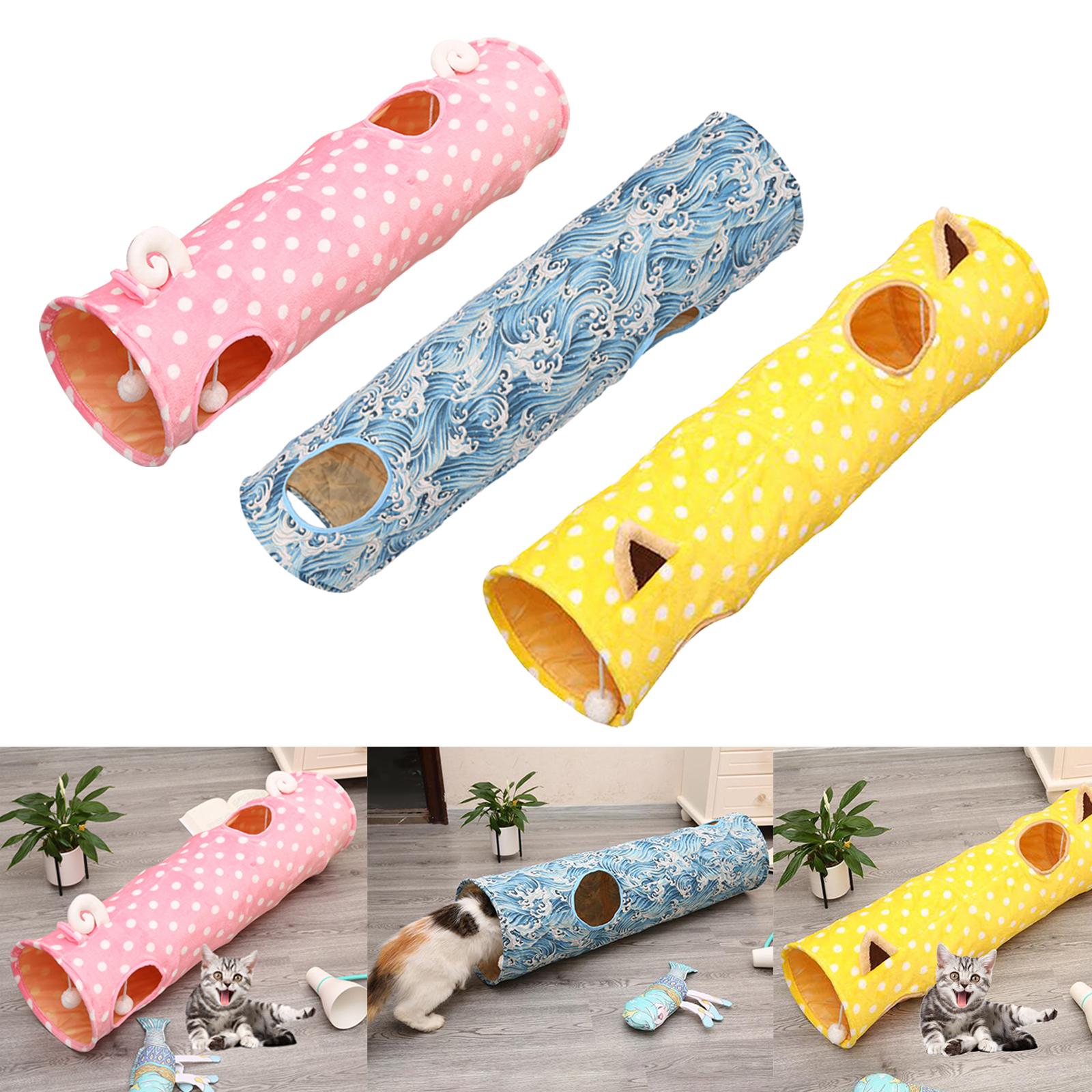 Cat Tunnel Toy - 猫用トンネル、室内猫用猫トンネル、子猫用おもちゃ折りたたみ式プレイトイ、猫、ウサギ、子猫用ボール付きトンネル