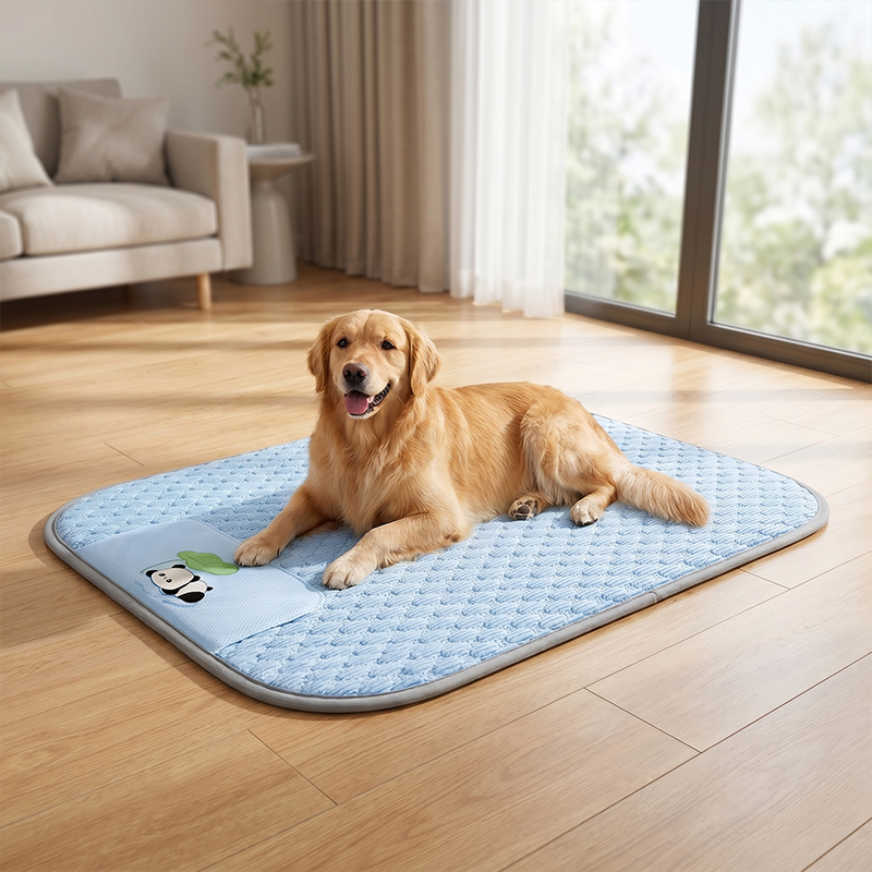 Dog Cooling Mat - 夏用超クールアイスシルク繊維犬用ベッドペット冷却マット通気性放熱犬猫マット洗えるペットスリープパッド