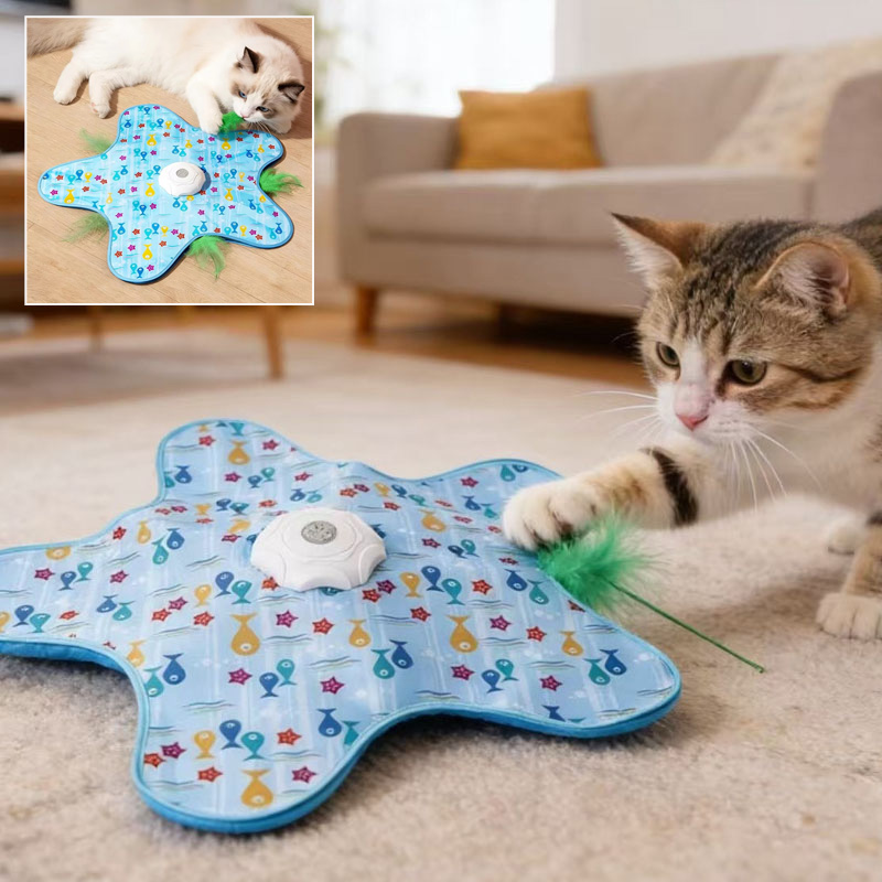 Cat Tunnel Toy - 電動猫用ターンテーブル自動知能猫用おもしろスティックスポーツ消費ペットおもちゃモーション起動式動く猫用おもしろスティック