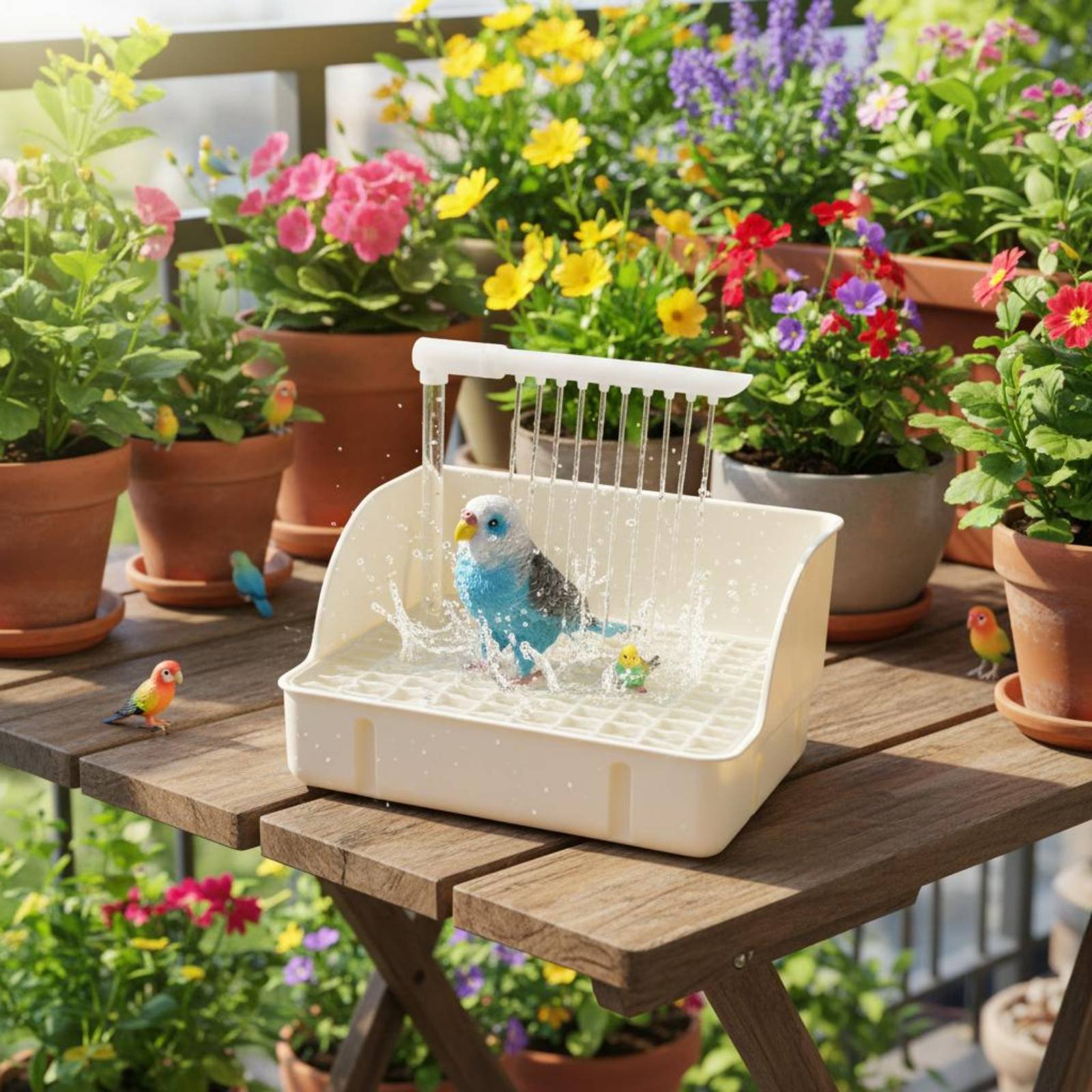 Pet Supplies In - 自動鳥用シャワー 簡単に掃除できるオウム用浴槽 電動鳥用ウォーターフィーチャー 省エネペット用品 屋内用