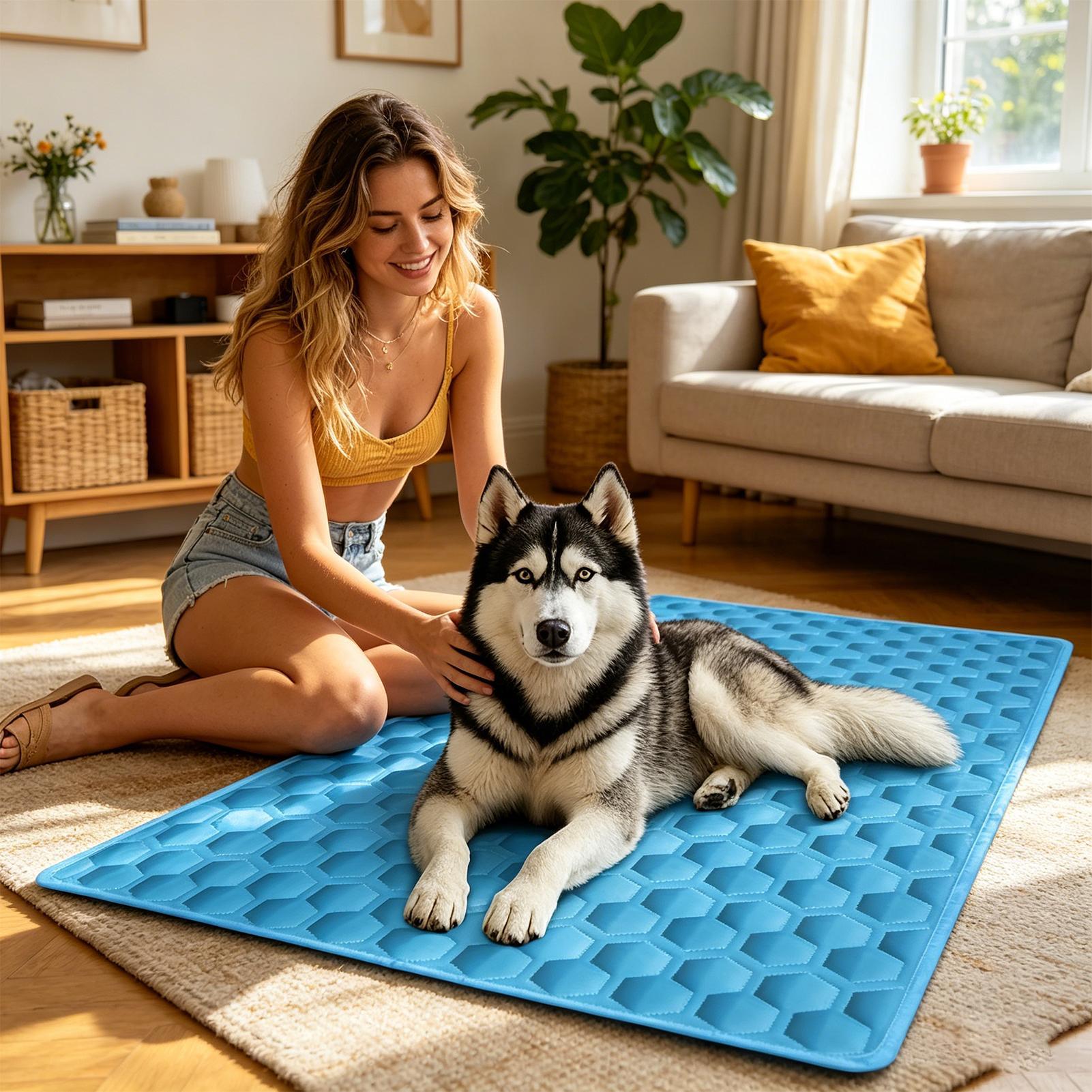 夏用ペットアイスパッド クール寝具マット 通気性のあるアイス - Dog Cooling Mat のレビューと価格
