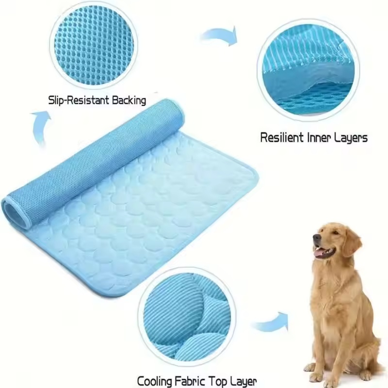 ペット用アイスシルク冷却マット、通気性のある夏用ソファベッド - Dog Cooling Mat のレビューと価格