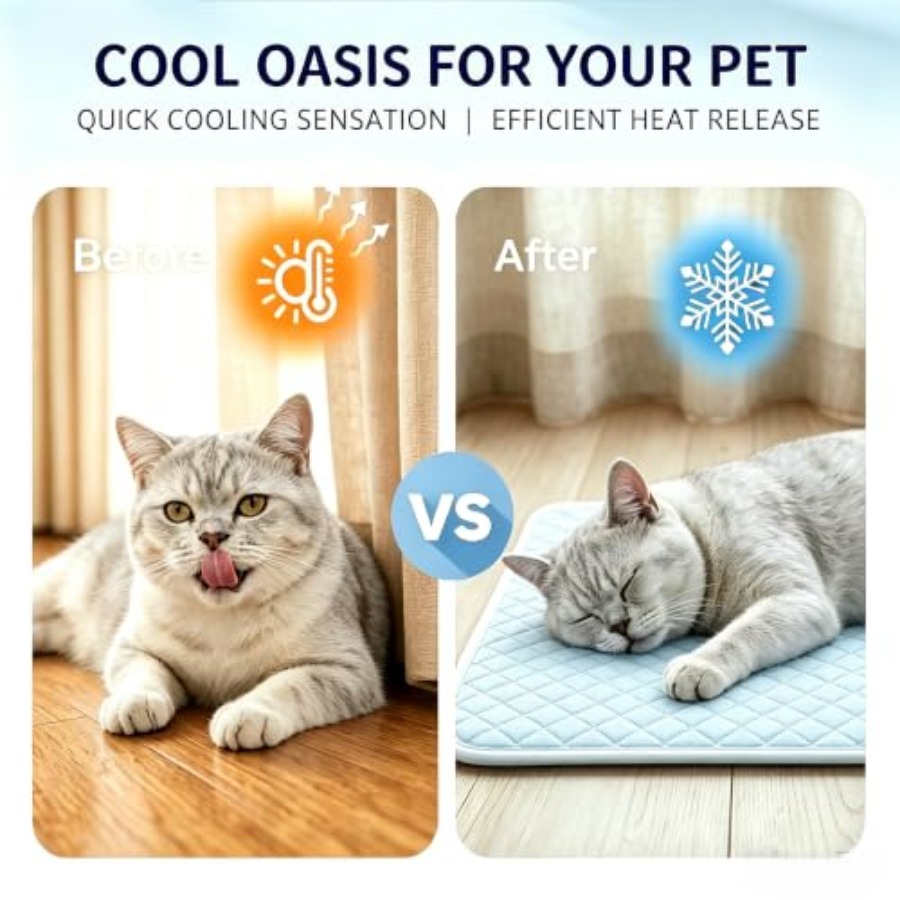 犬用冷却マット 自己冷却クレートパッド ベッド、床、車内、屋 - Dog Cooling Mat のレビューと価格