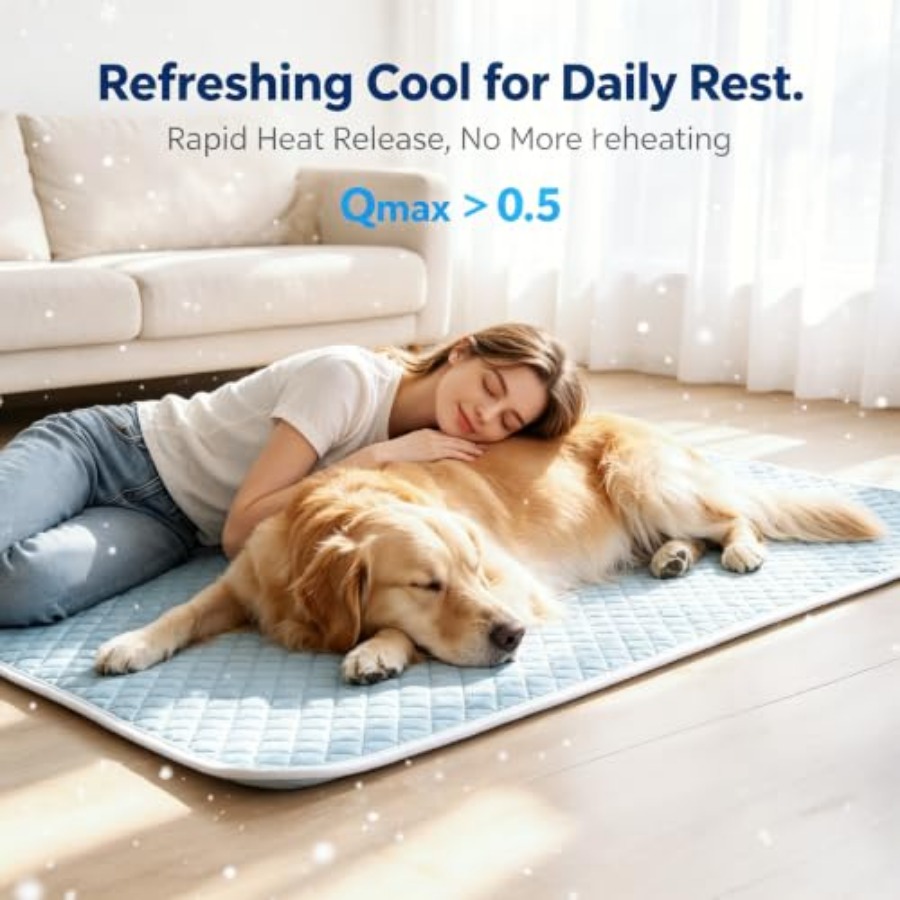 犬用冷却マット 自己冷却クレートパッド ベッド、床、車内、屋 - Dog Cooling Mat のレビューと価格