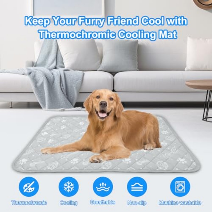 犬用冷却マット、28インチx39インチ、クールチル冷却ファイ - Dog Cooling Mat のレビューと価格