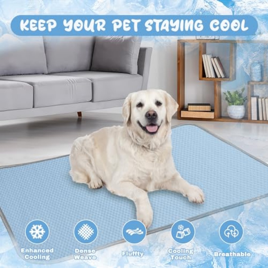 夏用犬用冷却マット、洗えるアイスシルク製セルフクールパッド（ - Dog Cooling Mat のレビューと価格